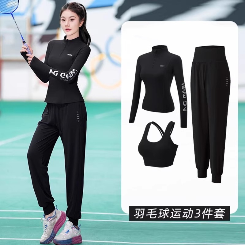 Next Lori健身衣服女套装羽毛球服长袖网球运动跑步速干衣瑜伽服