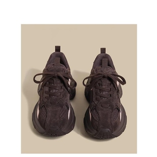 法国Uamtor厚底加绒老爹鞋女2025秋冬季新款巴黎轮胎复古运动跑鞋