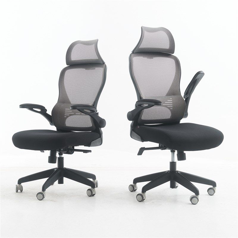 马步倾正喜扬轻松托腰正姿商务灰网椅程序员美工办公伏案作业转椅