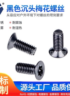 3x43x20黑色沉头梅花螺丝 304不锈钢GB2673平头 梅花高盐雾螺丝