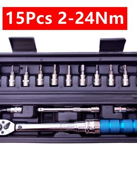 自行车棘轮扭力扳手15件套2-24装工具 维修汽车工具箱 多功能组套