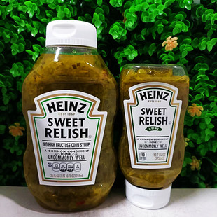 Relish美国进口 Sweet 亨氏酸甜青瓜酱黄瓜蓉挤压瓶装 调味酱Heinz
