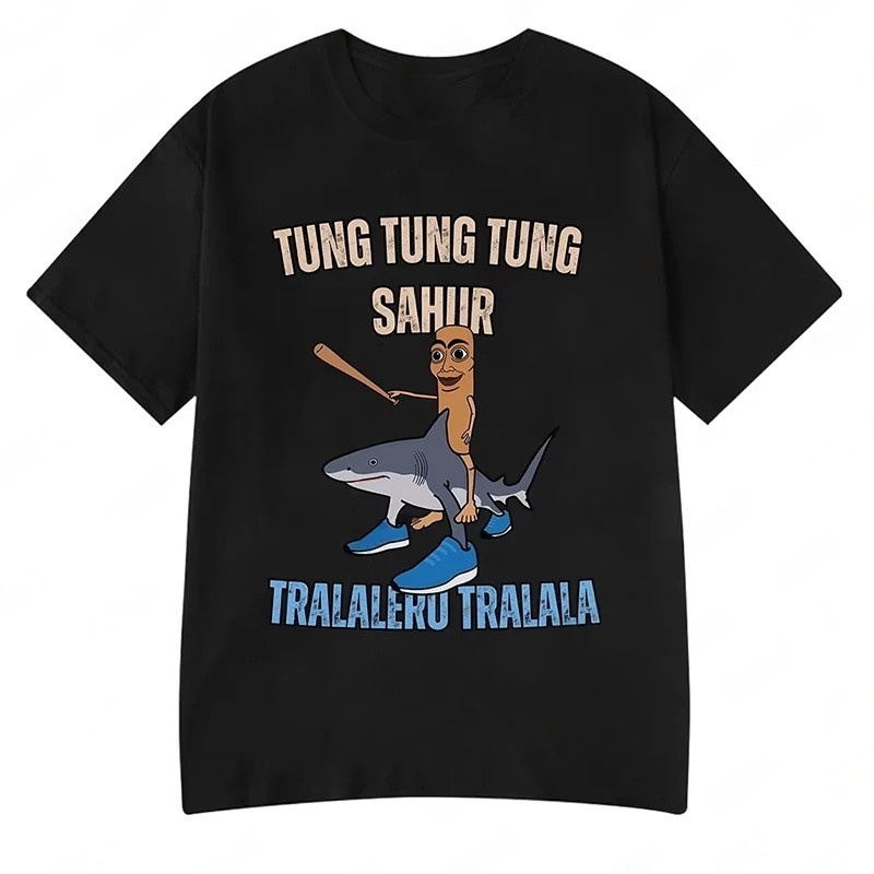 意大利Brainrot Tralalero Tralala Tung 有趣的表情包棉质t恤