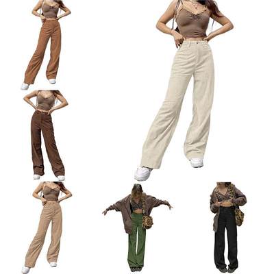 Corduroy floor drape wide leg long pants for women's clothin