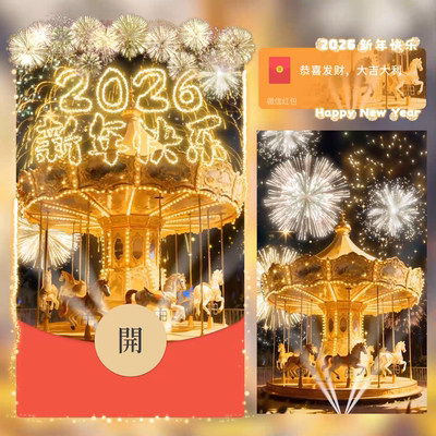 2026新年烟花微信红包封面序列号动态音乐vx马年春节跨年红包封面
