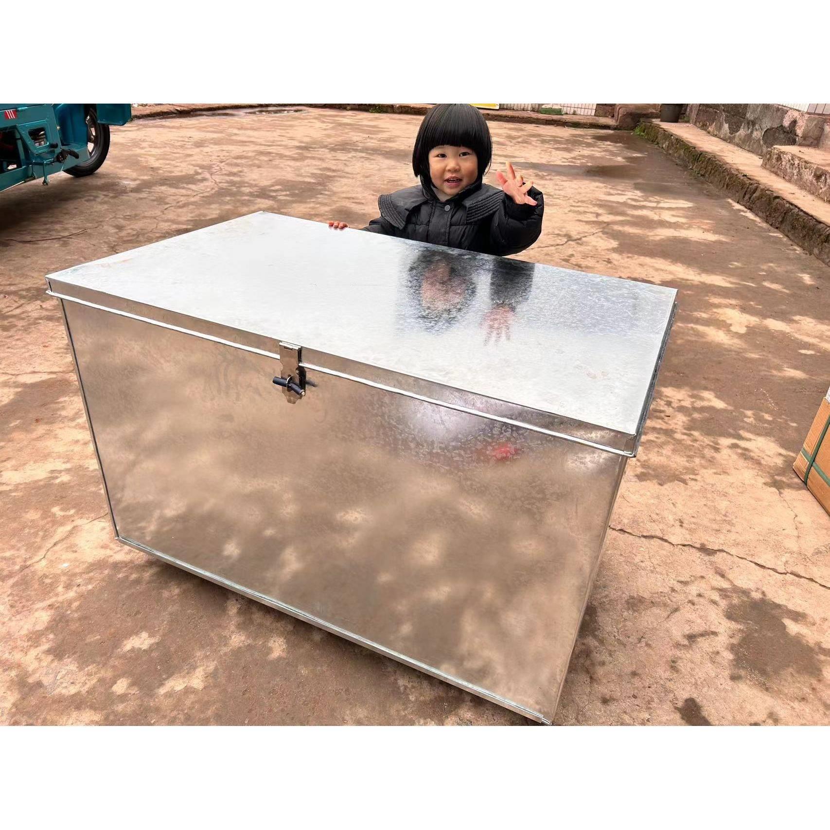 加厚镀锌铁皮箱子带锁大号储物箱大铁箱长方形铁盒定制特大收纳箱
