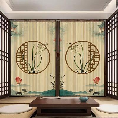 竹帘折叠推拉门帘竹门帘空调隔断家用客厅装饰简易门商铺竹帘门