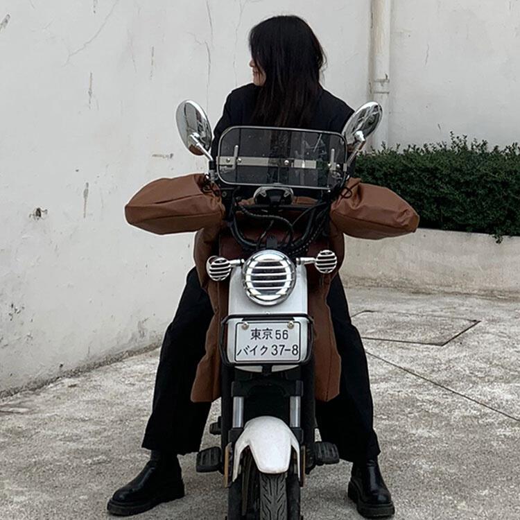 摩托车挡风被分体冬季款电动车挡风被女士加绒加厚防水防寒防风罩