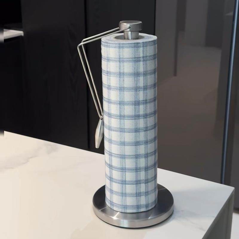 厨房纸巾架不锈钢垂直保鲜膜存储架无冲孔台面卷纸架霜山懒布