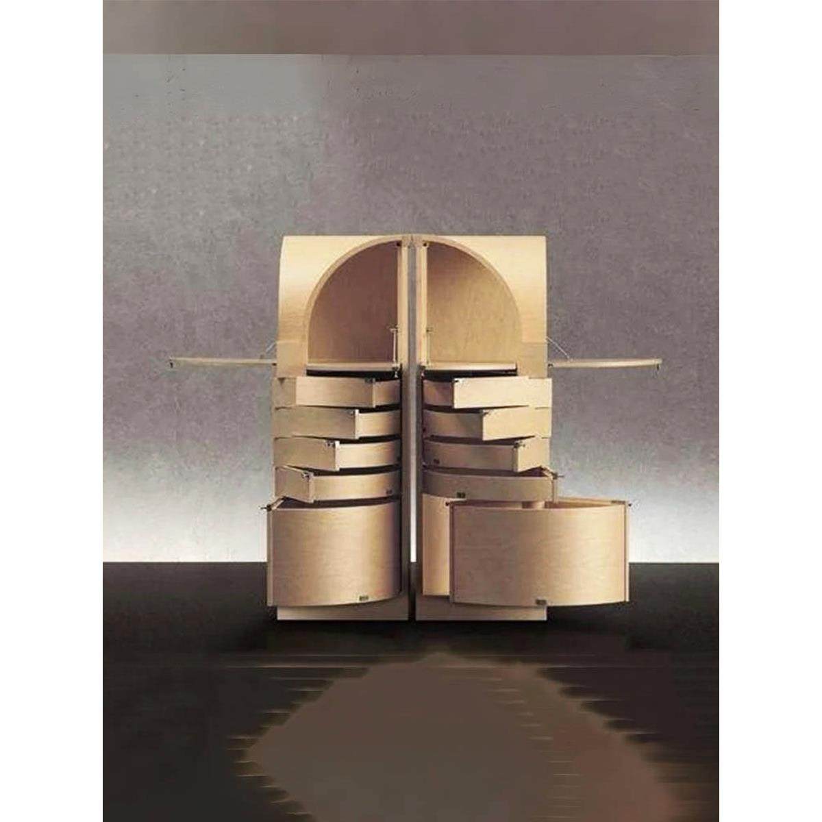 意大利胡桃木高柜，创意设计师角柜，高端家用壁挂式可旋转垂直储