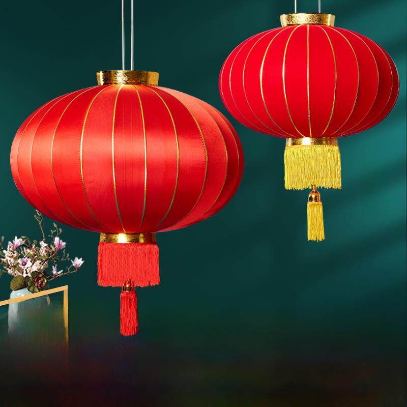 大红灯笼绸缎新年春节商场物业户外防水大门口阳台挂饰乔迁装饰