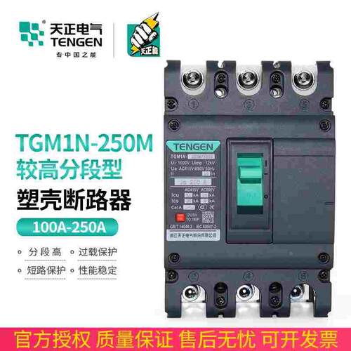 TENGEN天正 TGM1N-250M/3300型塑壳断路器空气开关高分断能力50KA