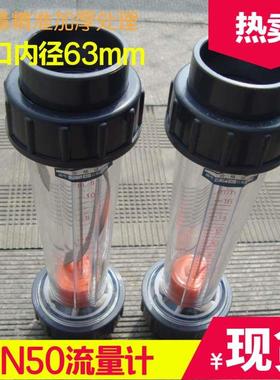 LFS50管道式塑料浮子流量计 DN50两寸水液体流量计 4/6/10/16m3/h