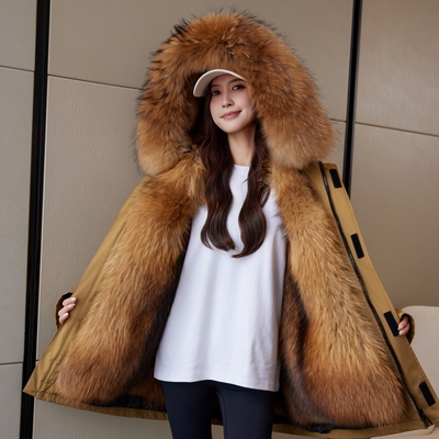 海宁派克服女可拆卸狐狸毛内胆冬