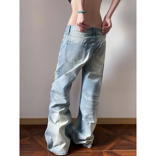 3CH「战斗牛王美式cleanfit浅蓝色2021M直筒牛仔裤子男女春秋季