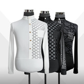 长袖 又见梵羽男士 舞蹈服 款 摩登舞服国标上衣BY350 拉丁连体服冬季