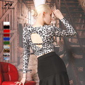 又见梵羽拉丁舞蹈练习上衣百搭长袖 上衣成年绑带练习服女BY366清