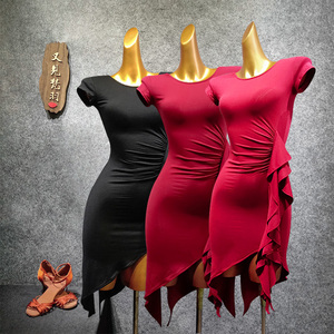 又见梵羽拉丁舞服女修身包臀不规则日常多功能连衣裙 练习服W336