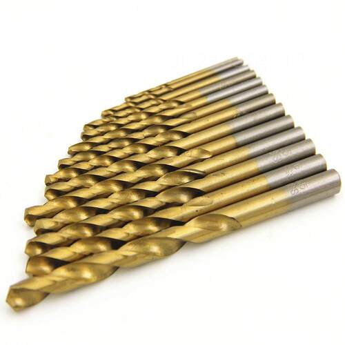 。13PC高速钢镀钛麻花钻头2mm3.2mm10.5mm12mm铁板开孔钻孔电钻配