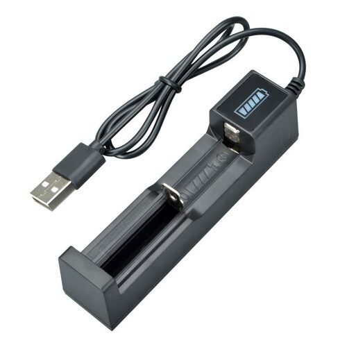 USB锂电池充电器DC3.7v500mA手电筒圆柱锂电池充满自停反接保护