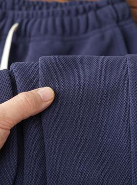 MAROLIO~出口日本！340g质感大珠花面料藏蓝色宽松直筒卫裤男休闲