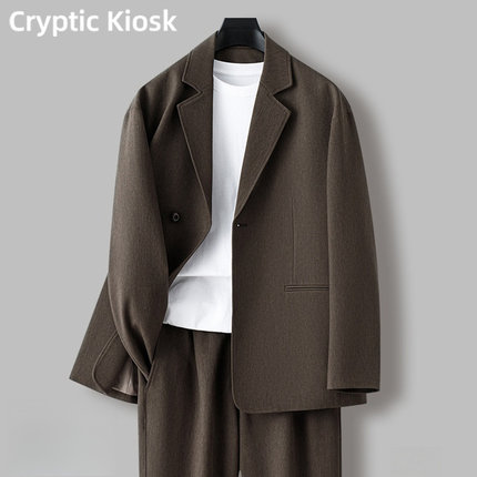 Cryptic Kiosk免烫抗皱西装套装男秋冬新款休闲宽松痞帅男士西服