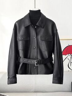 杨树林海宁高档真皮皮衣外套女装2026春季新款短款时尚皮夹克机车