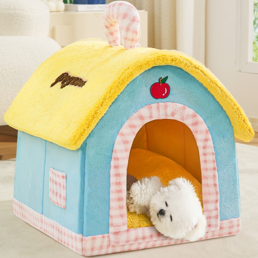 狗窝冬天保暖加厚房子四季通用半封闭式安全感屋小型犬睡觉的别墅