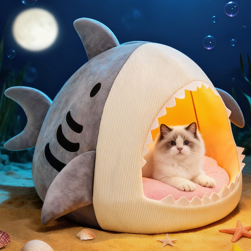 暖暖鲨鱼猫窝半封闭更保暖