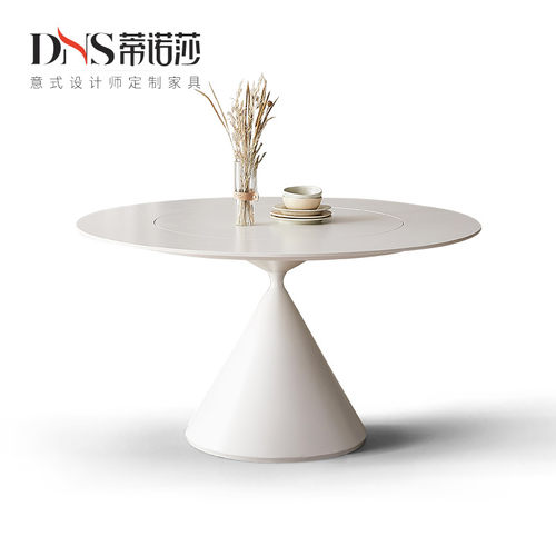德利丰圆桌纯白色餐桌