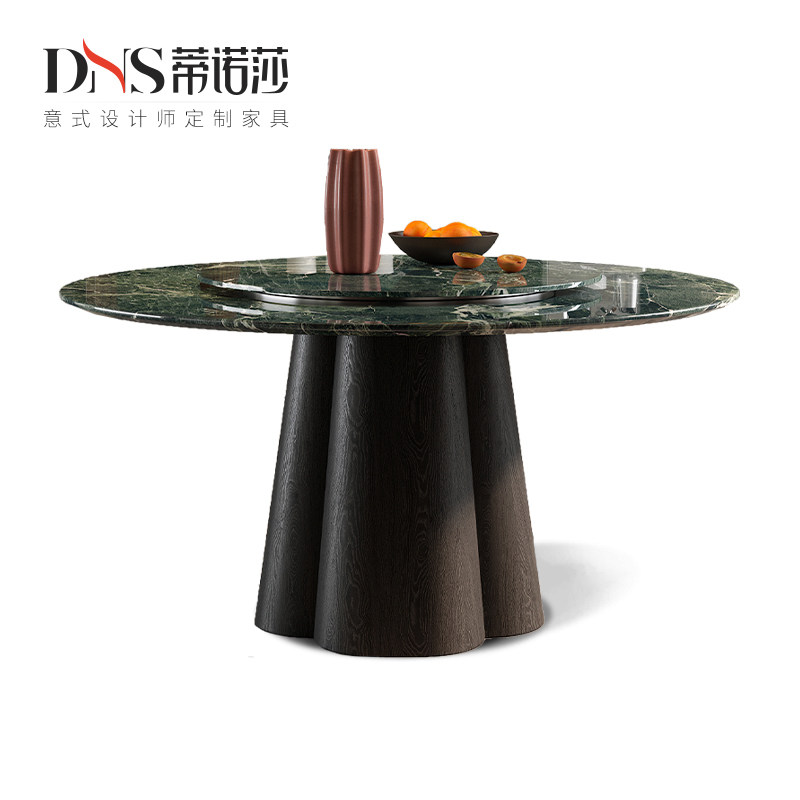 蒂诺莎天然奢石餐桌圆桌家用图片
