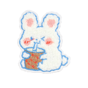 卡通布贴羽绒服棉袄手缝修补破洞可爱兔子刺绣装饰衣服破了补丁贴