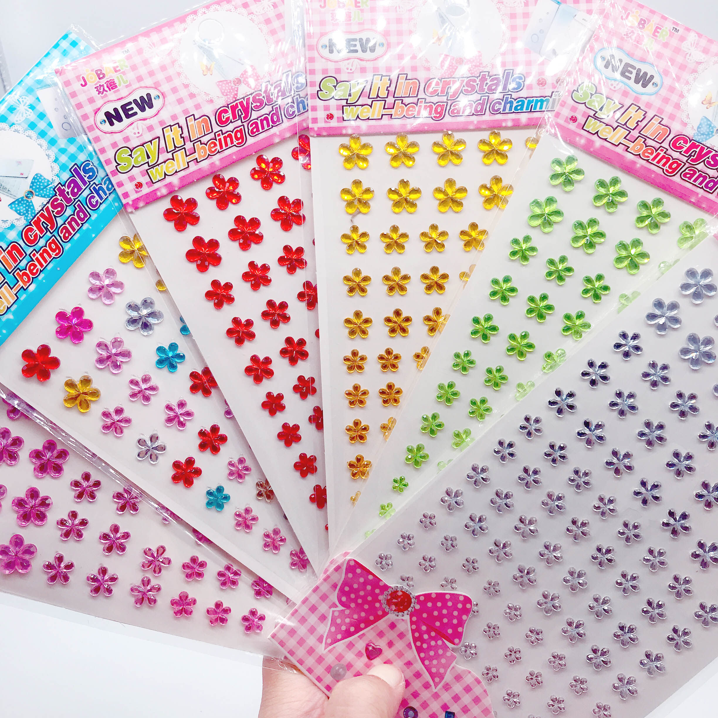 梅花水晶钻闪钻贴纸 儿童手工diy手机相册装饰汽车贴花6张包邮