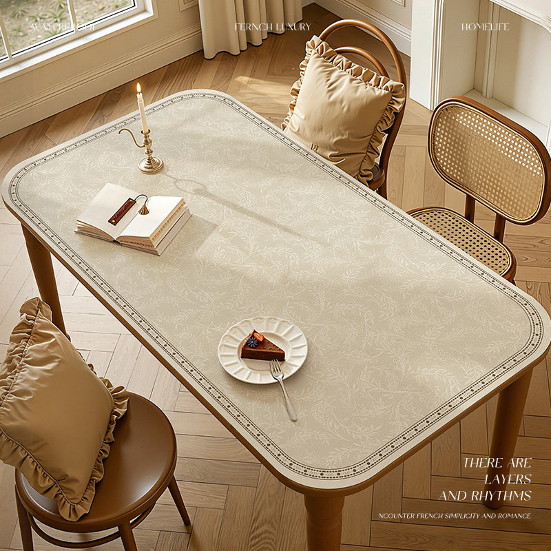 法式复古餐桌垫高级感防水防油免洗防烫茶几保护垫皮革中古风桌布,居家布艺,桌布,淘宝优惠券,粉丝福利购,淘宝优惠卷
