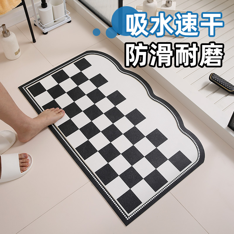 优轩软皮革卫生间地垫强吸水防滑