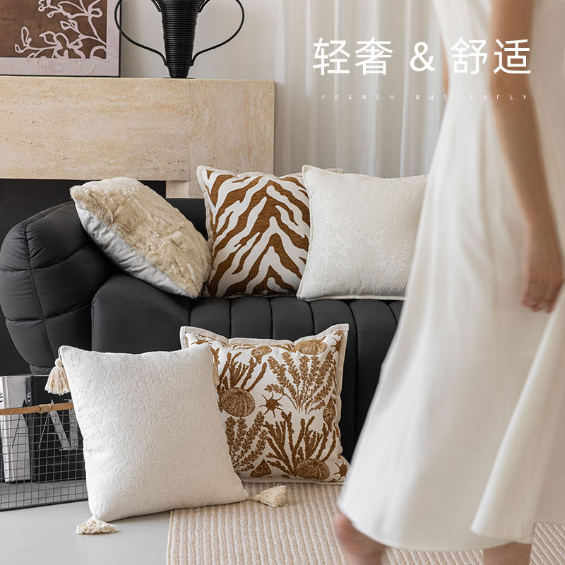 法式ins风客厅沙发抱枕2025新款轻奢高级感沙发靠垫办公室腰枕套