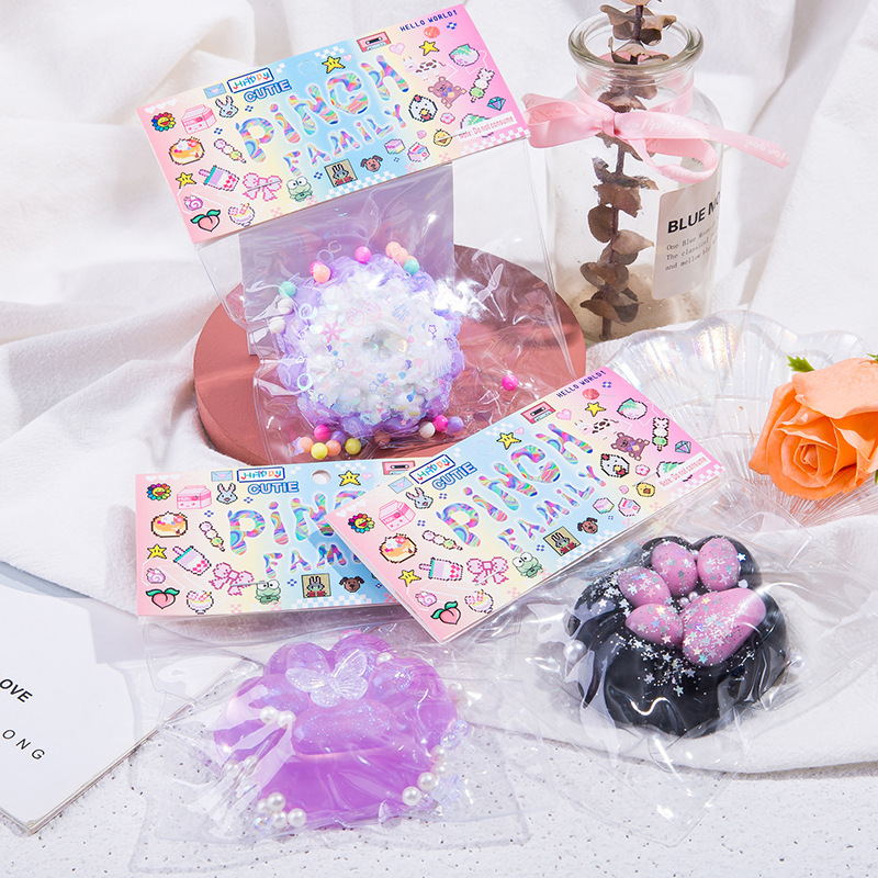 爆款超软蛋糕水晶猫爪捏捏乐盲盒盲袋儿童解压玩具捏捏摆摊