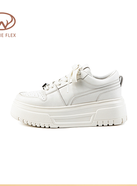 韦恩Wayne Flex厚底小白鞋女百搭增高显瘦松糕底休闲板鞋单鞋