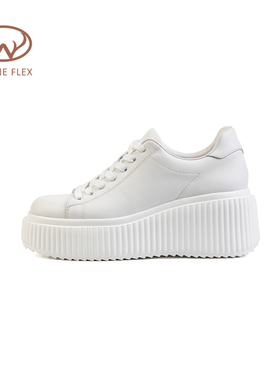韦恩Wayne Flex百搭透气减震舒适轻便防滑增高显瘦厚底小白鞋