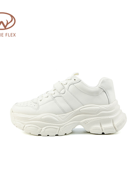 WAYNE FLEX韦恩时尚透气轻便厚底小白鞋女休闲运动百搭舒适老爹鞋