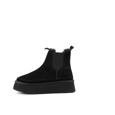 韦恩Wayne Flex雪地靴羊皮毛一体毛毛鞋保暖切尔西短筒厚底靴