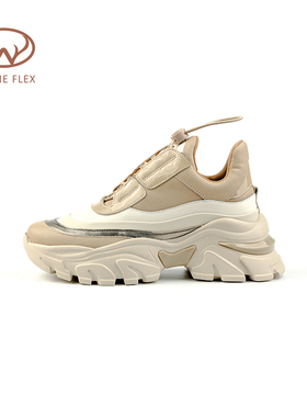 韦恩Wayne Flex秋冬新款老爹鞋拼色潮流厚底舒适休闲百搭