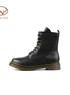 韦恩Wayne Flex平底马丁靴经典圆头短靴系带高帮甜酷百搭舒适女靴