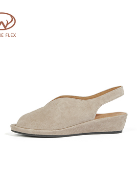 韦恩Wayne Flex坡跟鱼嘴凉鞋露趾增高优雅时尚百搭轻便舒适单鞋