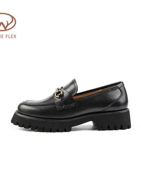 韦恩Wayne Flex英伦风经典百搭舒适增高显瘦复古乐福鞋单鞋女