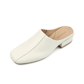 韦恩Wayne Flex方头中低跟真皮包头经典 平底穆勒拖懒人一脚蹬