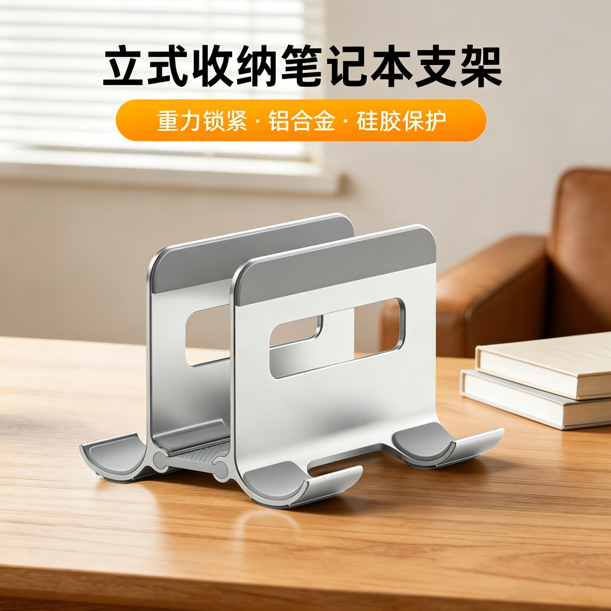 铝合金重力夹立式散热笔记本支架图片