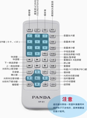 熊猫便携式DVD收录机专用 CD机碟片遥控器 适合CD850/CD950/CD350