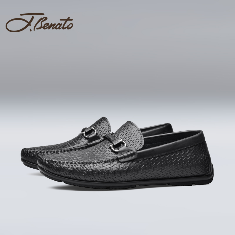 宾度商务休闲皮鞋真皮豆豆鞋