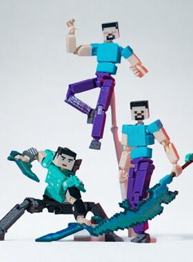 我的世界人偶关节人玩具3D打印格雷夫史蒂夫him战神之刃人仔套装